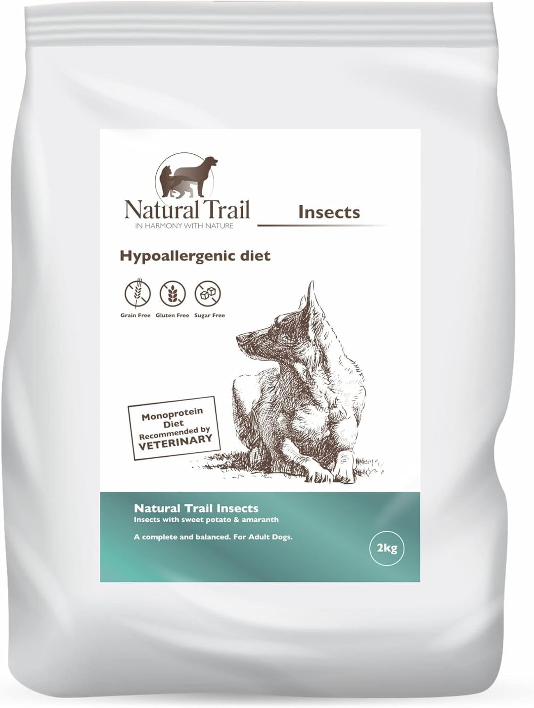 Natural Trail Insekte Protein, MONOPROTEIN, Insektenfutter, Hundefutter, Allergie (2kg) 2 kg (1er Pa