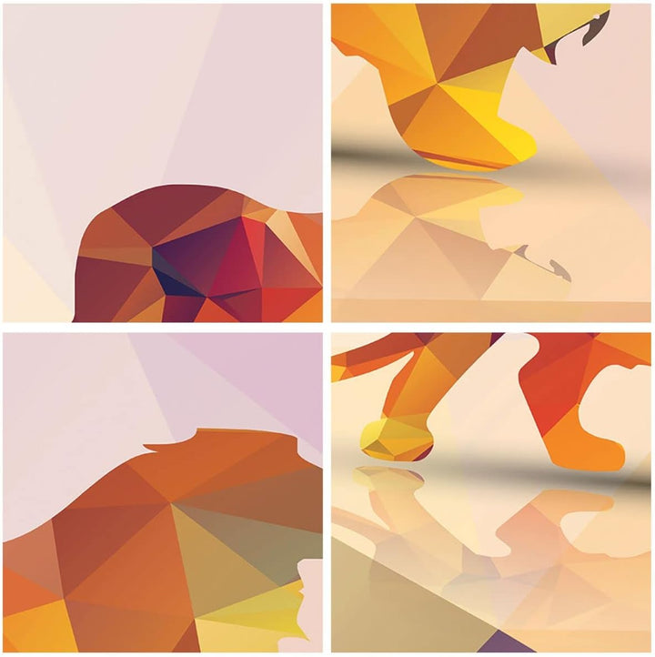Panorama Bilder auf Glas Löwe Illustration modern Glasbild 90x30cm Wandbilder Dekoration Wohnzimmer