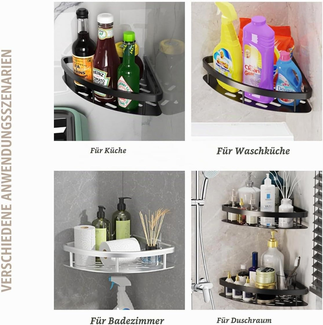 JUVEL Duschregal Ohne Bohren Ecke- 2 Stück Selbstklebend Matte Finish Duschregal Rostschutz Duschabl