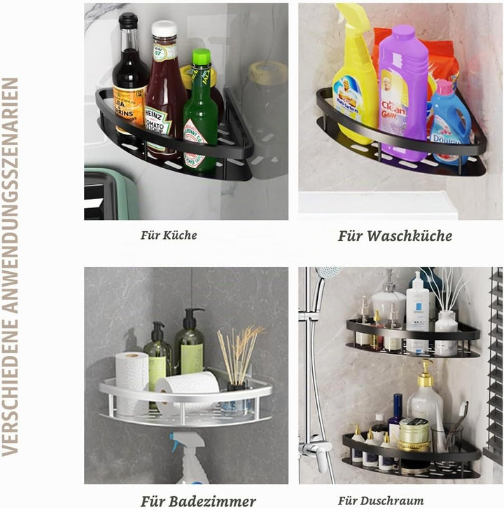 JUVEL Duschregal Ohne Bohren Ecke- 2 Stück Selbstklebend Matte Finish Duschregal Rostschutz Duschabl
