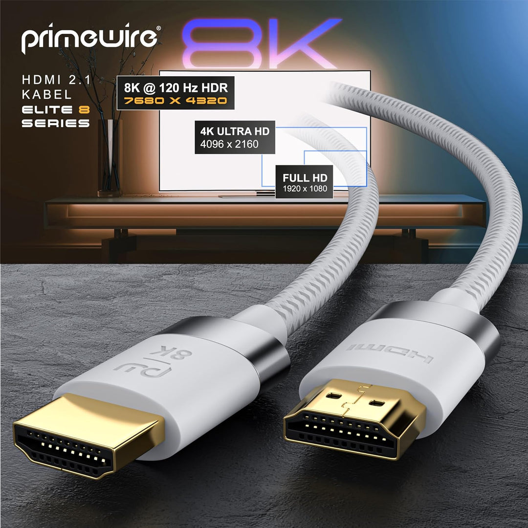 10m 8K HDMI Kabel 2.1-8K @ 60Hz - 4K @ 120Hz - 10m (Meter) - HDTV 7680 x 4320 - UHD II - HDMI 2.1 2.