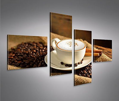 islandburner Bild Bilder auf Leinwand Cappuccino Kaffee Kaffebohnen Gemütlich 4L XXL Poster Leinwand