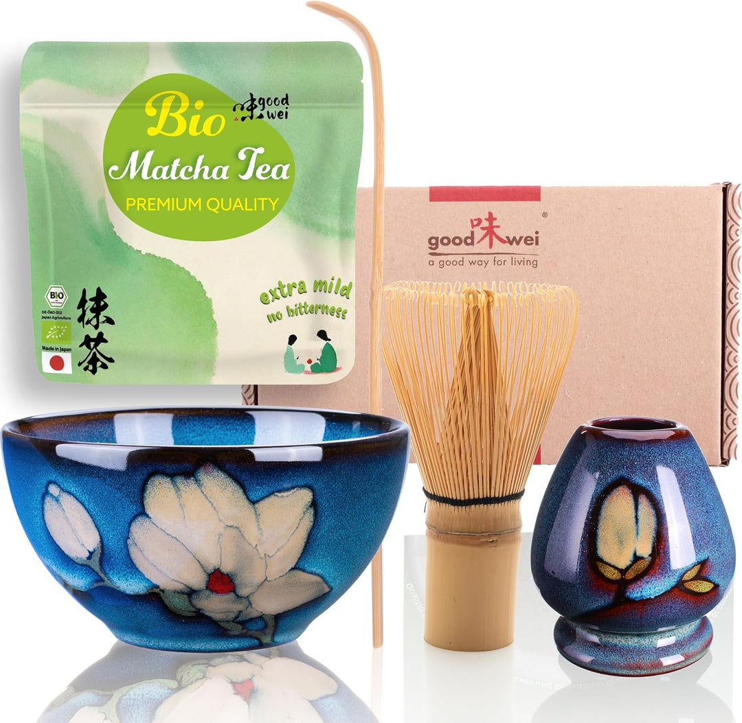 Goodwei BIO Matcha aus Japan im Matcha-Set komplett mit hochwertiger Matcha Schale aus Keramik, Matc