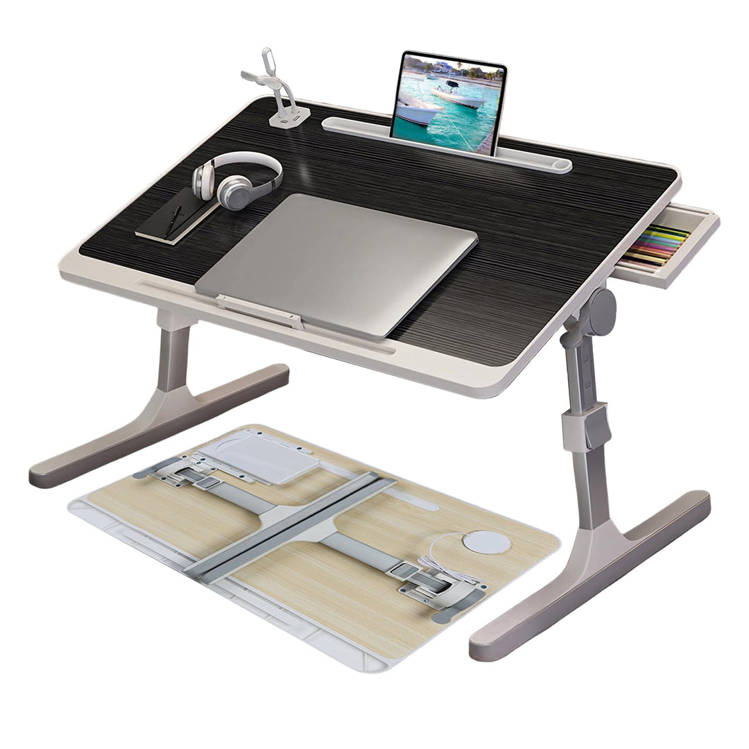Klappbarer Schossschreibtisch Laptop-Ständer für Bett, faltbarer Laptop-Betttisch mit Tablet-Slot, h