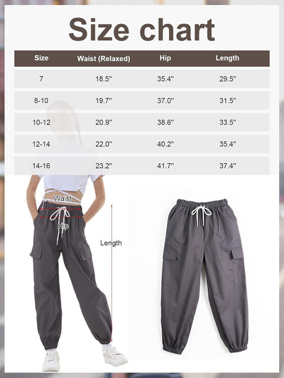 Rolanko Kinder Cargo Hose Elastische Taille Jogger Tanz Hose für Mädchen Streetwear Hip Hop, Eisen G