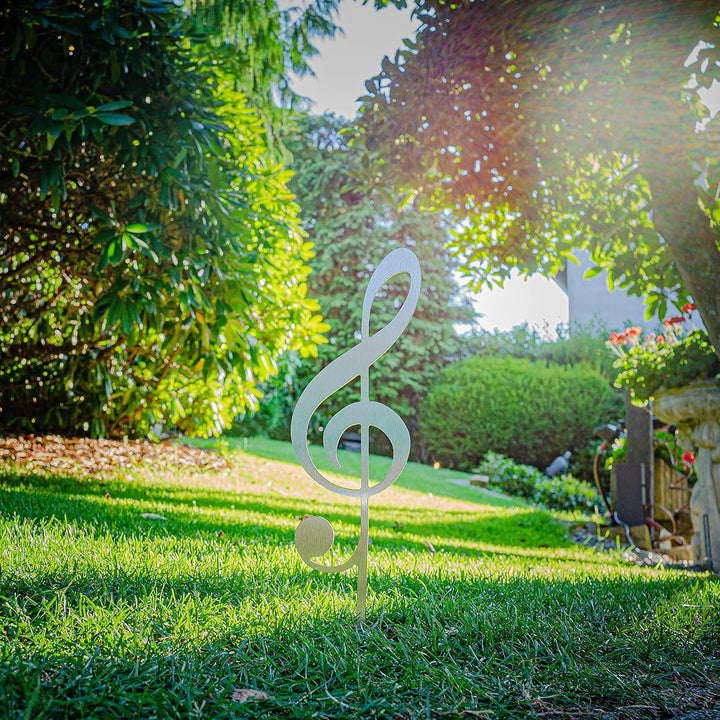 MM Steel Styles Edelstahl Notenschlüssel Beetstecker-einfach einsteckbare Gartendeko aus hochwertige