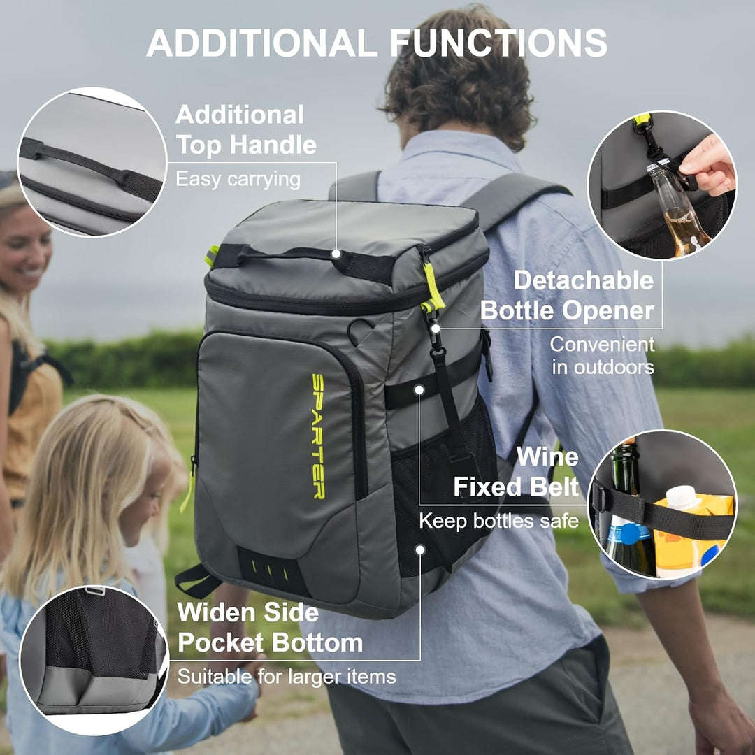 SPARTER Rucksack-Kühler, isoliert, auslaufsicher, 33 Dosen, wasserdicht, leicht, isoliert, Eistruhe,