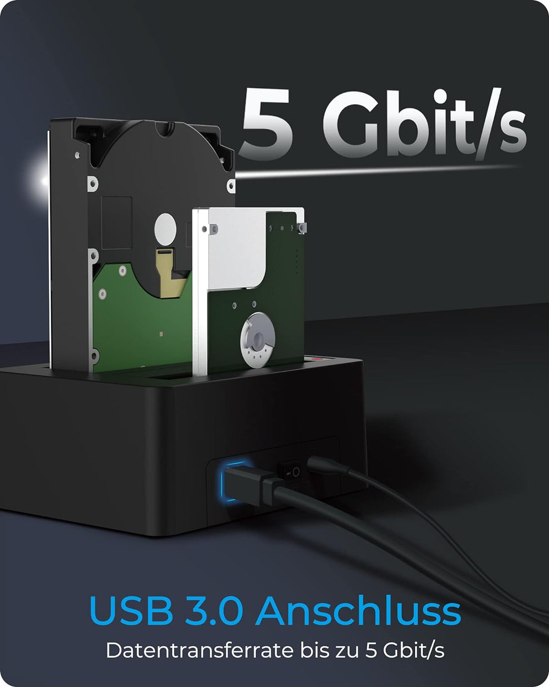 ICY BOX Dual HDD / Festplatten Docking Station USB 3.0 für SATA 2,5 Zoll & 3,5 Zoll, Festplatten Klo