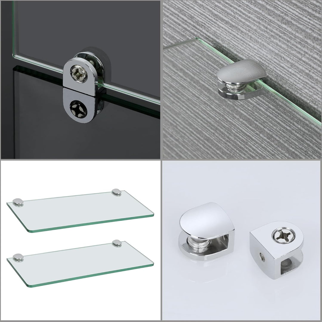 SAYAYO Glasregal Badezimmer, 2PC Badregal Duschablage Glasablage mit 6MM Dicke Wandregal Glas Badreg