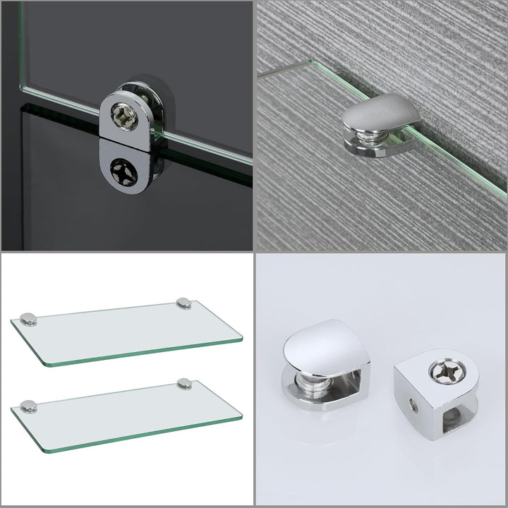 SAYAYO Glasregal Badezimmer, 2PC Badregal Duschablage Glasablage mit 6MM Dicke Wandregal Glas Badreg