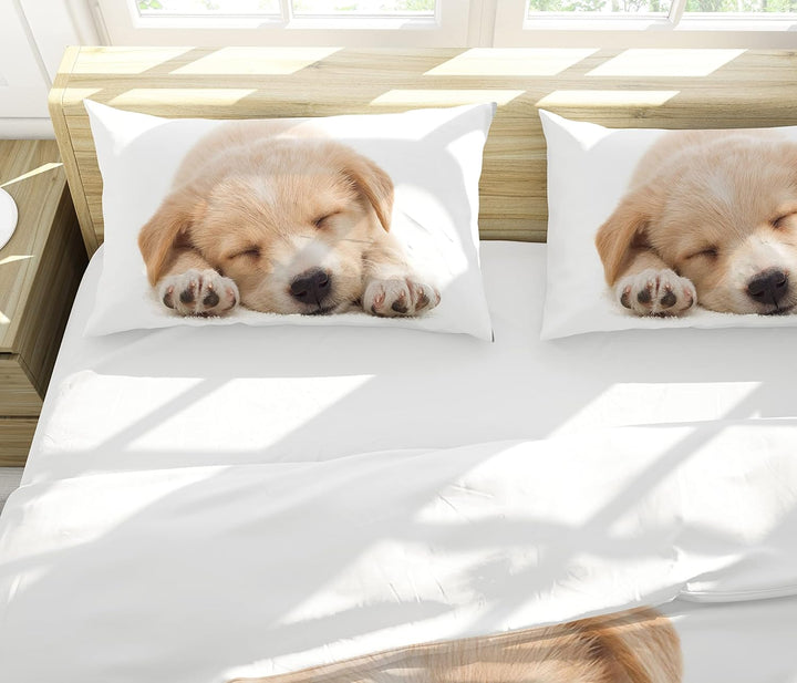 Hoimlm Kinder Bettwäsche 135x200 Hund bedruckter Bettbezug Kopfkissenbezug, Microfaser Bettbezug Set