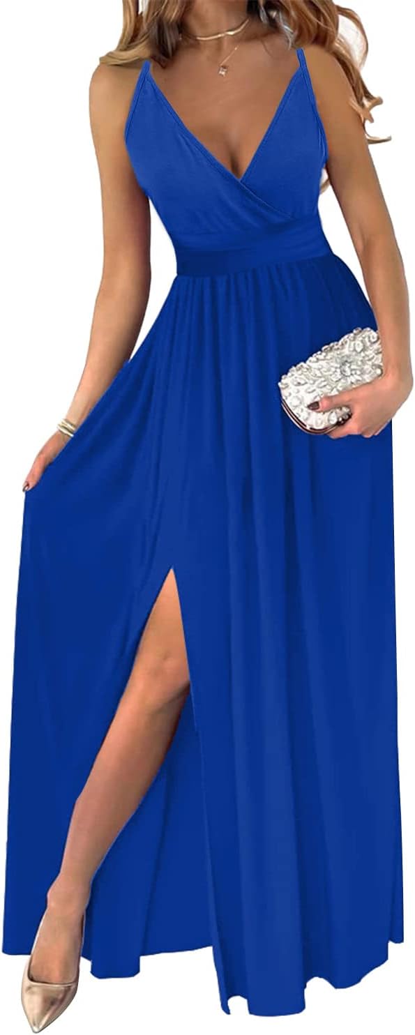 JENJON Damen Sommer Kleid Elegant Off Shoulder Kurzarm Ohne Arm V-Ausschnit Tunika Maxikleider Casua