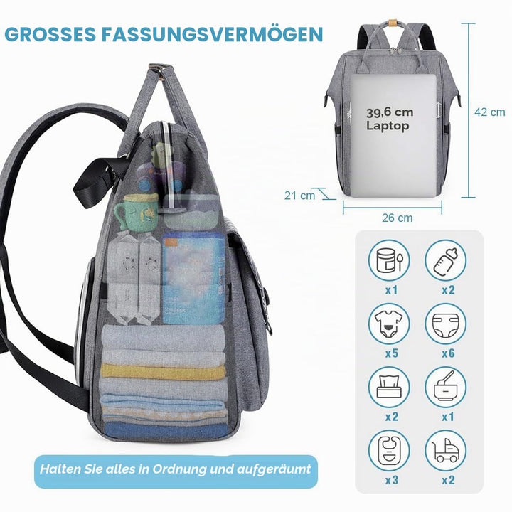 Lekebaby Baby Wickelrucksack Wickeltasche mit Wickelunterlage Multifunktional Grosse Kapazität Babyt