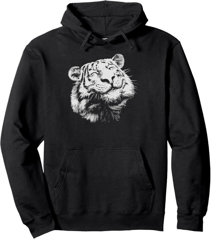 Happy Tiger Face Cute Furry Tiger Big Cat King Get Em 80s Pullover Hoodie