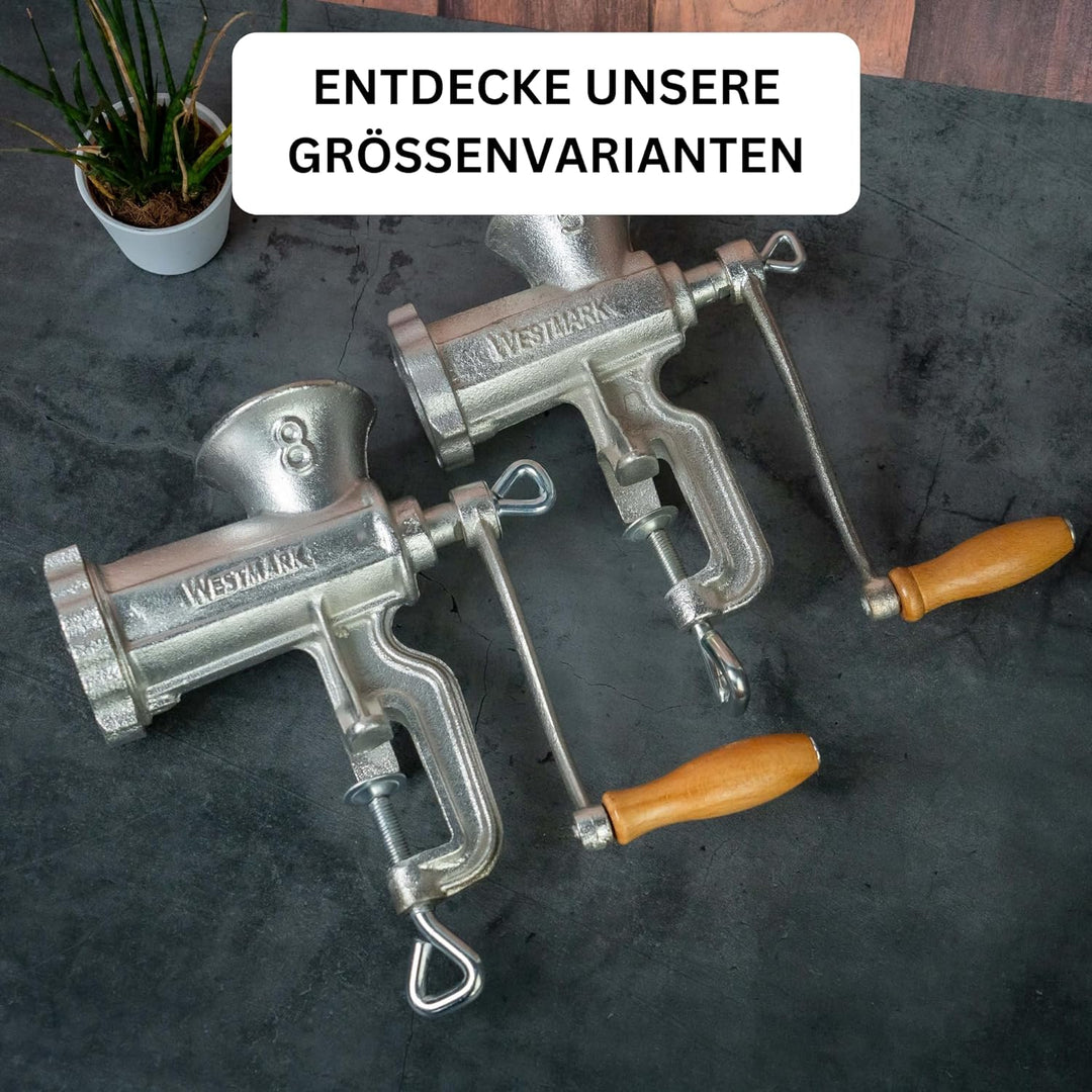 Westmark Fleischwolf-Set, 2tlg., 1 Fleischwolf + 1 Spritzgebäckvorsatz, Grösse 8, inkl. Schraubzwing