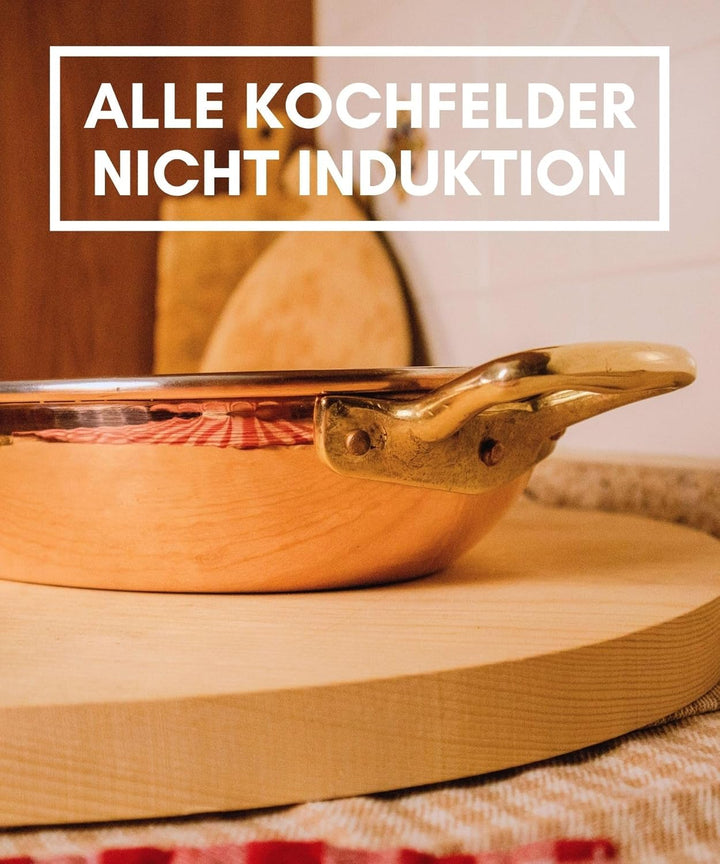 CREARTISTIC 100% Made in Italy Verzinntes Kupfer Oval Flache Kupferpfanne - 31x22 cm H6cm x 2.5L, mi