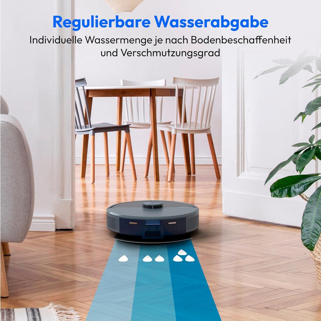 MEDION Saugroboter mit Absaugstation und Wischfunktion X22 SW+ (Lasernavigation, Starke 5000Pa Saugk