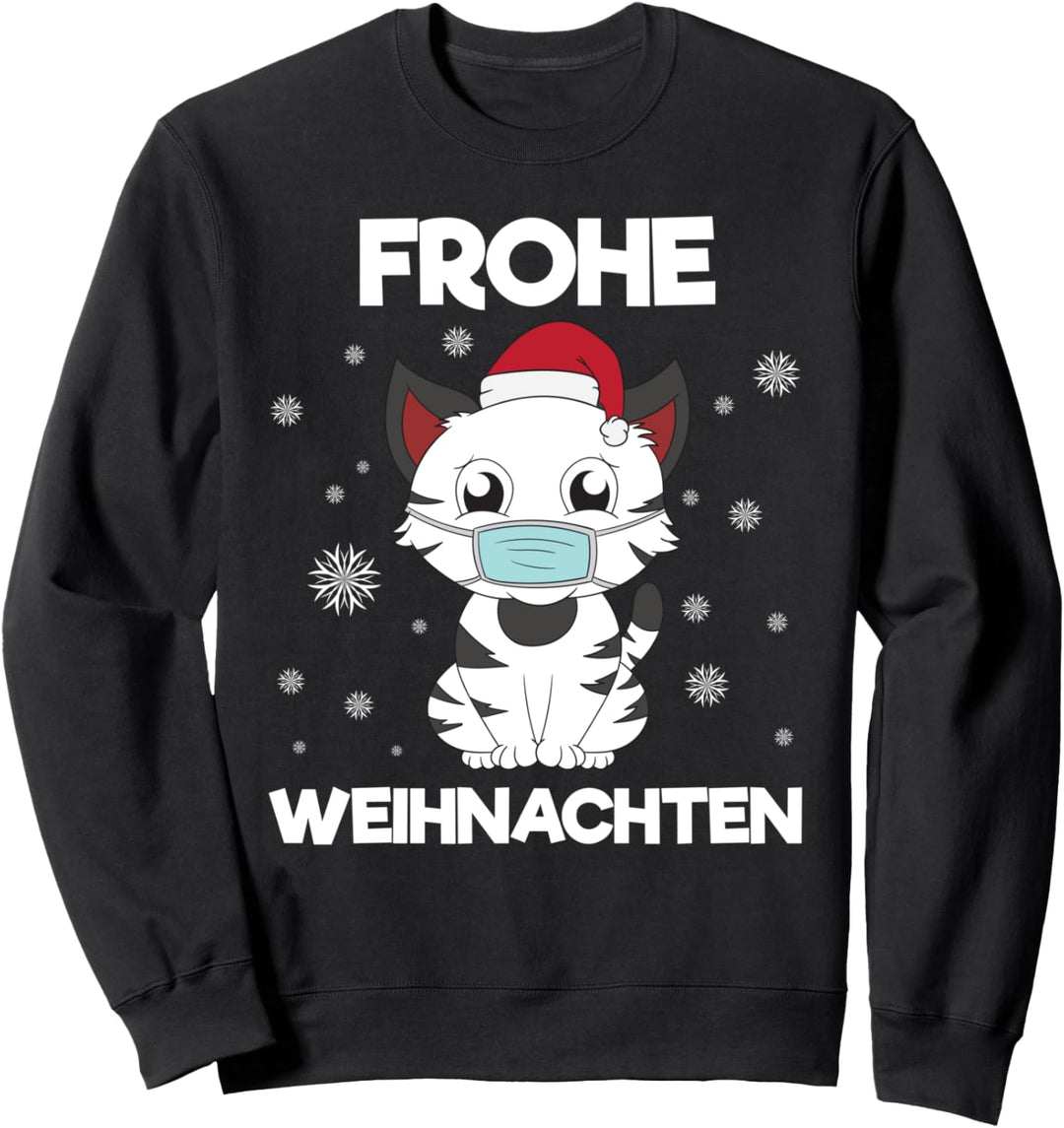 Katze mit Maske Weihnachten Xmas Geschenke Christmas Katze Sweatshirt