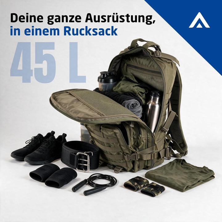 Taktischer Militärrucksack RANGER - 45L - Grün - CrossTraining, Grün