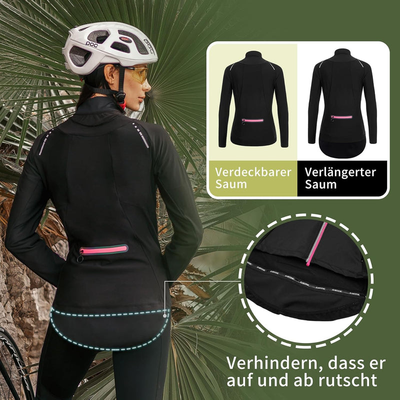Santic Fahrradjacke Damen Winter Thermo Jacken Winddichte Laufjacke Leichte Atmungsaktiv Langarm Ref