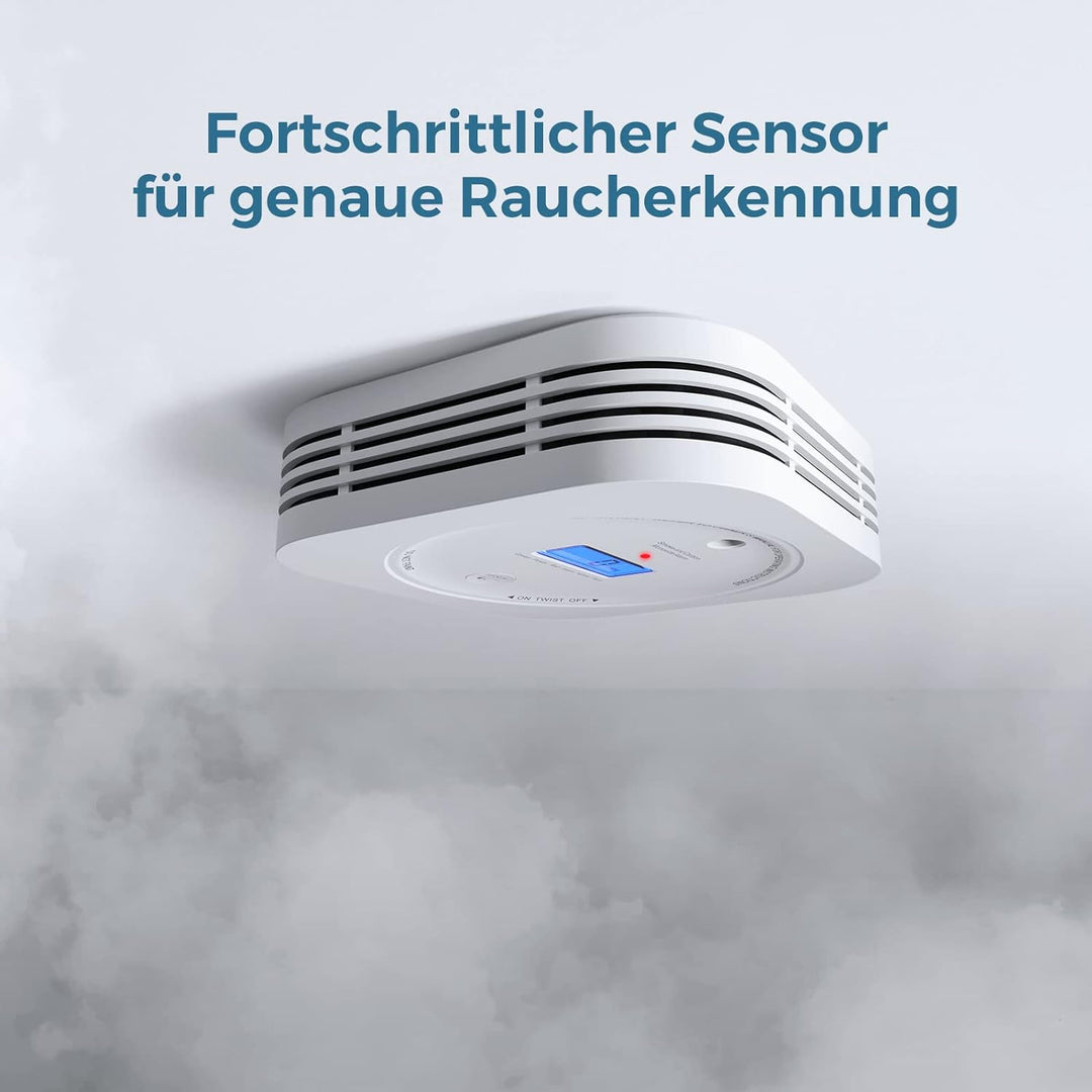 Rauch-CO Melder AEGISLINK Rauch-und Kohlenmonoxid-Melder, mit LCD Anzeige, Prüftaste und Austauschba