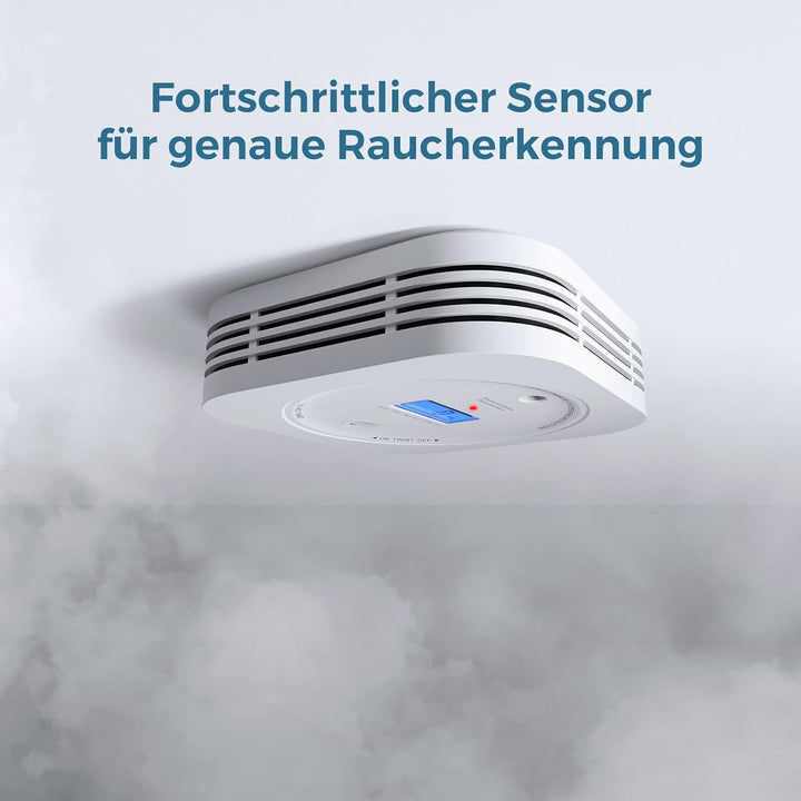Rauch-CO Melder AEGISLINK Rauch-und Kohlenmonoxid-Melder, mit LCD Anzeige, Prüftaste und Austauschba