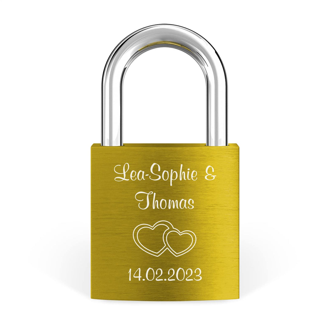 LIEBESSCHLOSS-FACTORY Liebes-Schloss Gold mit Gravur und Schlüssel, gratis Geschenkbox uvm. Jetzt gr