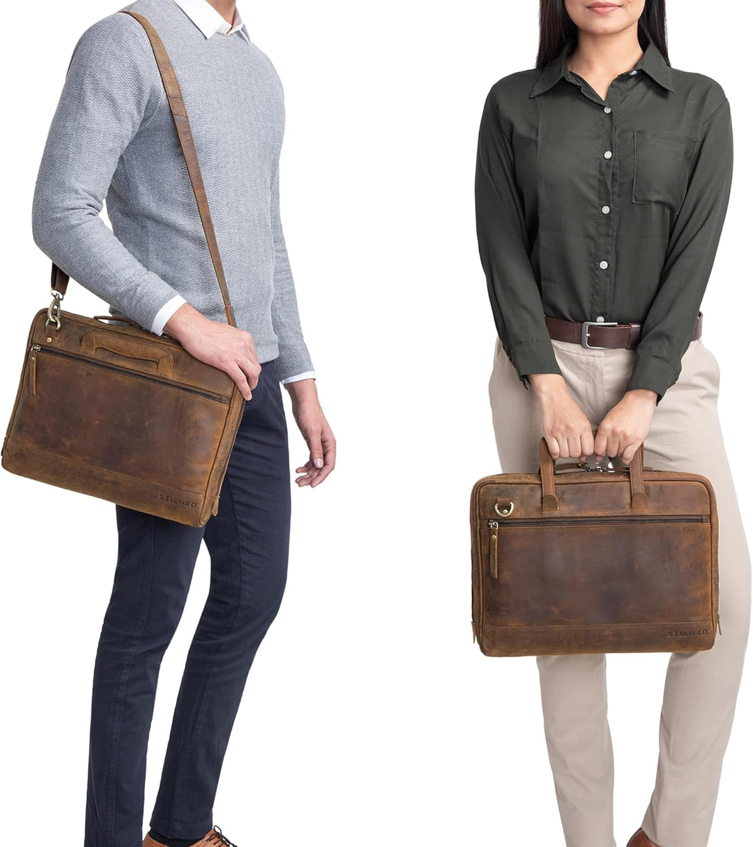 STILORD "Pierce Laptoptasche mit Griff Leder Aktentasche 15 Zoll Vintage Dokumententasche A4 Busines