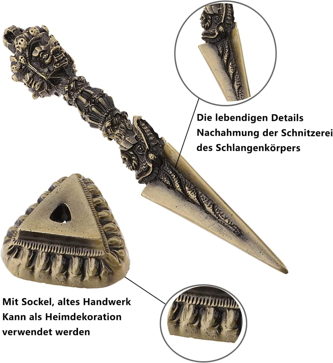 Tibetischen Buddhismus Vajra Phurba, Messing Dorje Phurpa mit Sockel Exorzismus Amulett Maskottchen