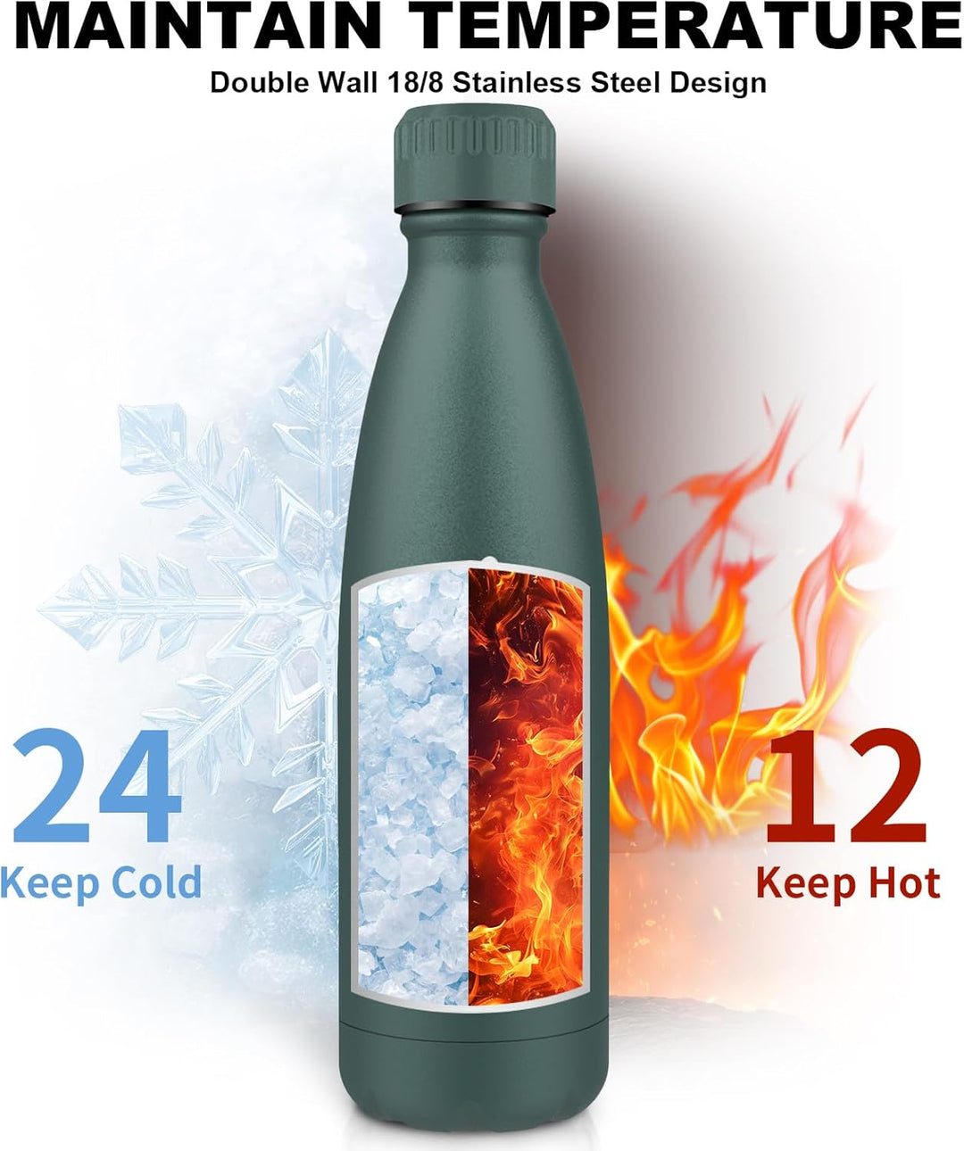 Grsta Trinkflasche 500ml, Thermosflasche, BPA-Frei, Trinkflasche Auslaufsicher, Doppelwandige Vakuum