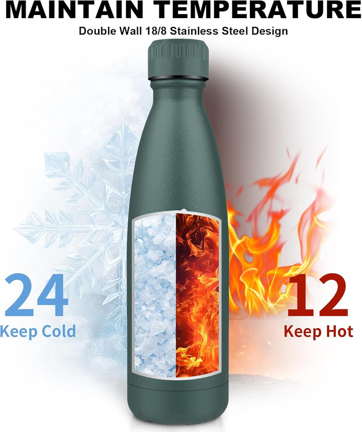 Grsta Trinkflasche 500ml, Thermosflasche, BPA-Frei, Trinkflasche Auslaufsicher, Doppelwandige Vakuum