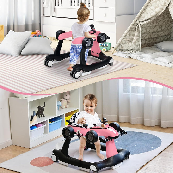 LIFEZEAL 4 in 1 Lauflernhilfe Baby, Höhenverstellbares &amp; Klappbares Babywalker, Baby Gehfrei ab 6 Mo