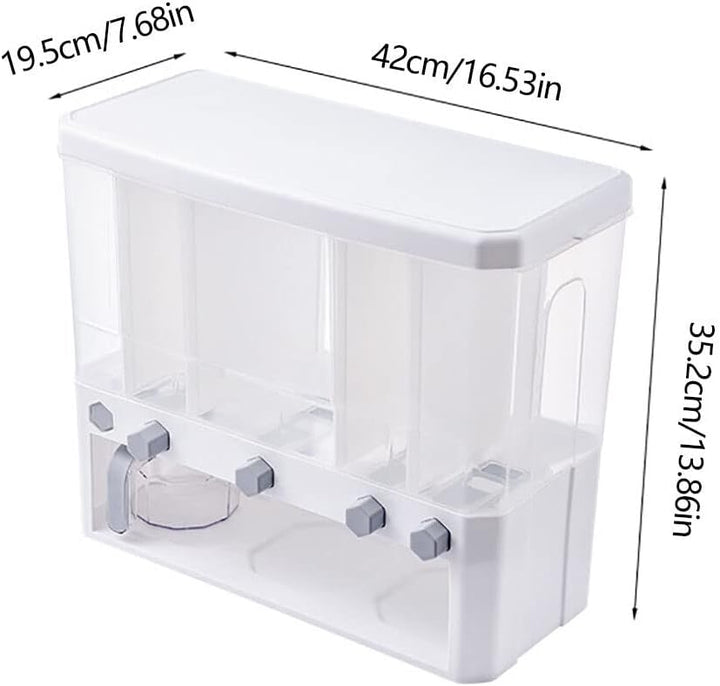 Müslispender Snackspender- Cereal Dispenser Cornflakes Spender,5 Ebene Cereal Dispenser mit Messbech