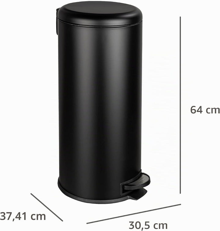 WENKO Küchen Abfalleimer Leman, 30 Liter, Mülleimer mit Absenkautomatik, Tretfunktion, herausnehmbar