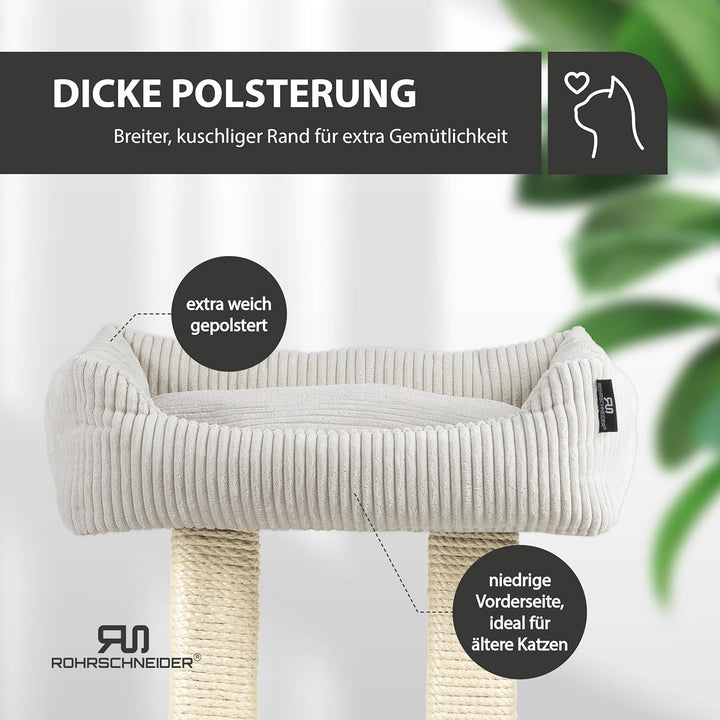 Rohrschneider moderner Kratzbaum Wolly | Made in Germany | Kleiner Katzenbaum mit 2 Breiten Kratzsäu