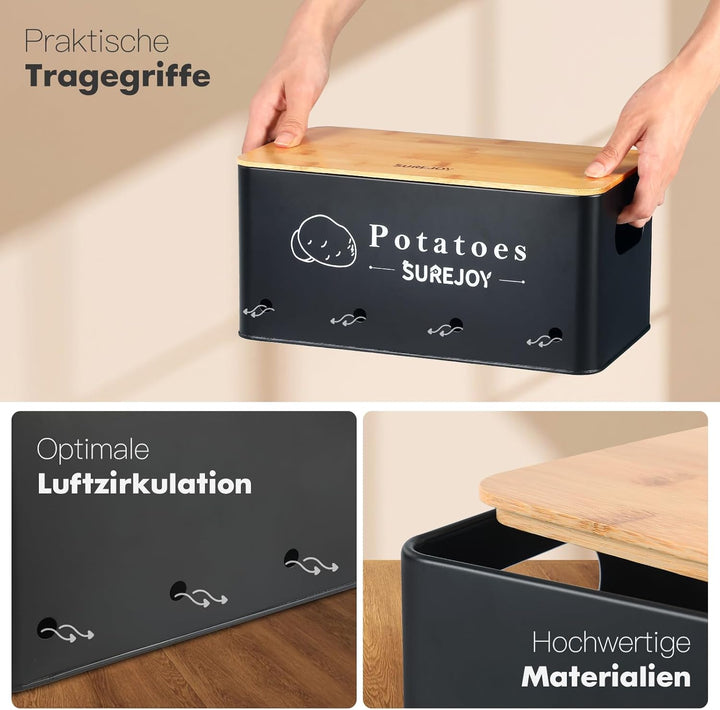 Kartoffel Aufbewahrungsbox 3er Set, Vorratsdosen für Zwiebel Knoblauch Aufbewahrung, Hält Gemüse Län