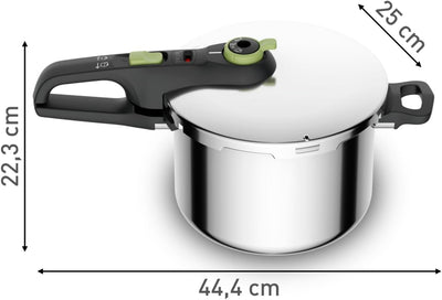 Tefal Secure Trendy Schnellkochtopf induktion 6l, 2-Stufen-Garregler: Intensivstufe 117°C, Schonstuf