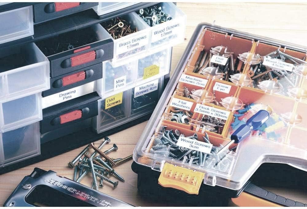 Schriftbandkassette für Beschriftungsgerät Breite 12mm Länge 8m weiss Black 12mm x 8m, Black 12mm x