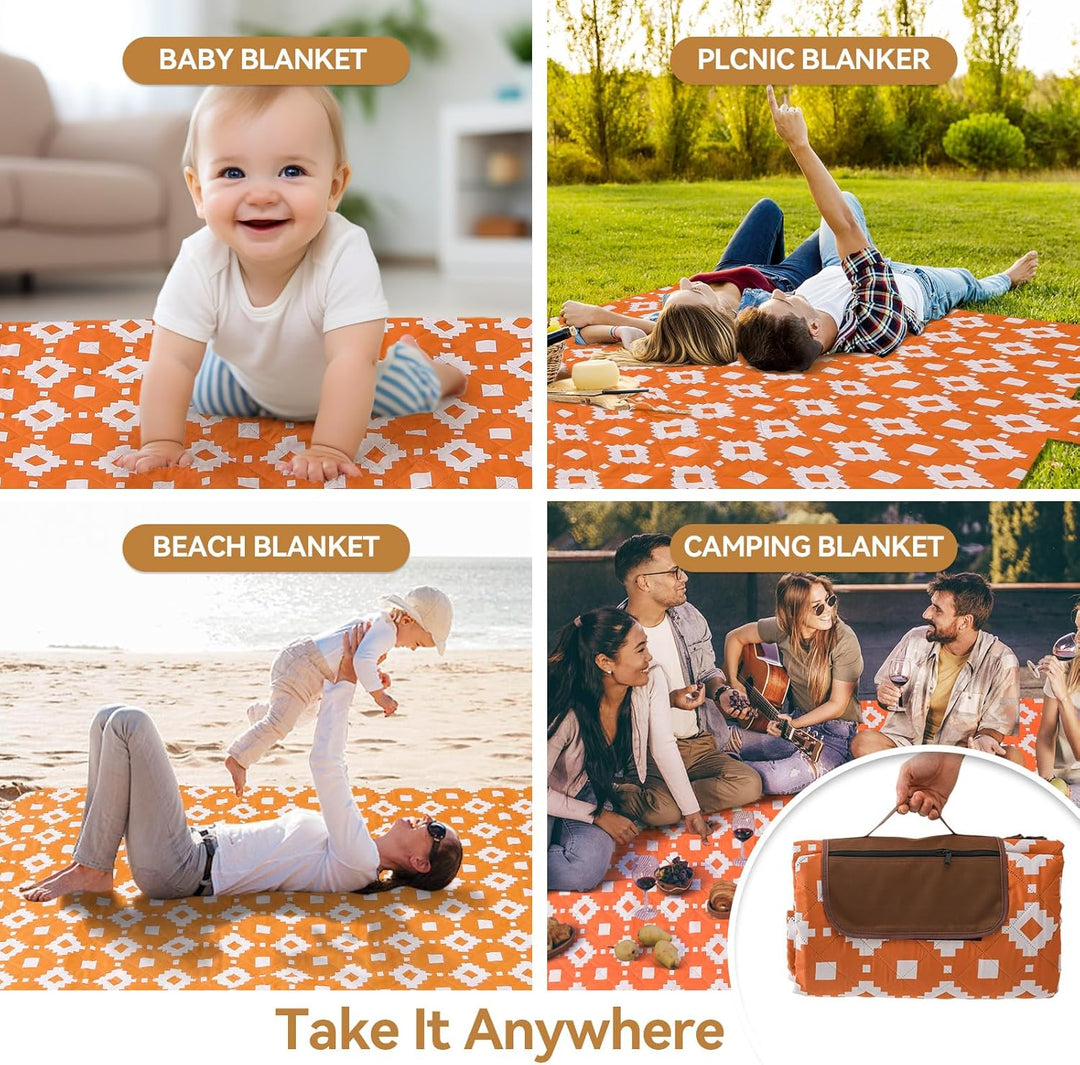 OESSUF Picknickdecke wasserdicht 200x200, extra grosse Picknickdecke XXL Stranddecke sandfrei tragba