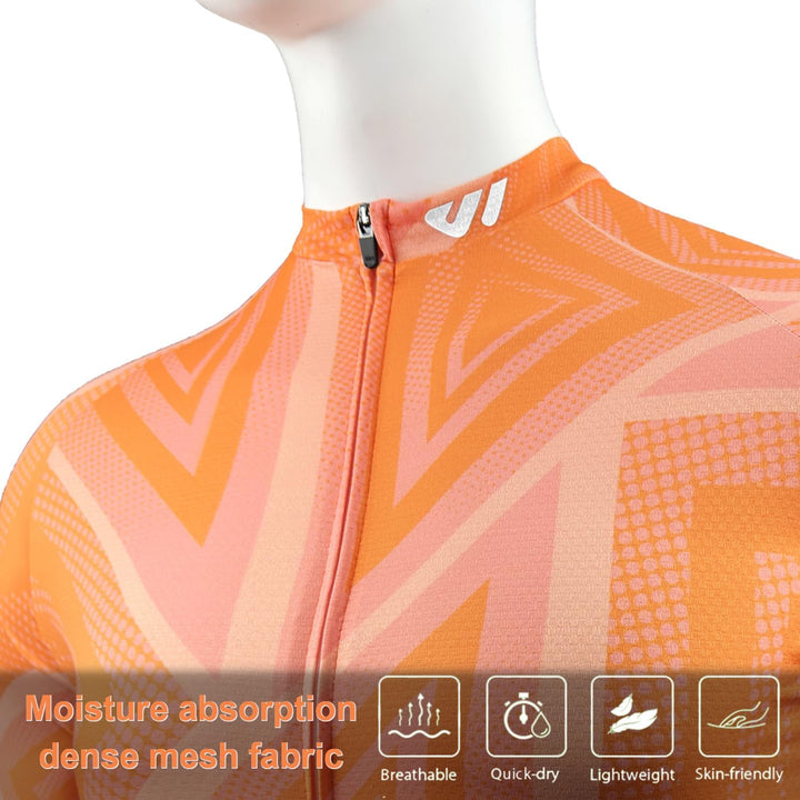 Wulibike Radtrikot Damen Langarm Fahrradtrikot Atmungsaktiv Rennrad Trikot mit 3 Rückentaschen 2-ora