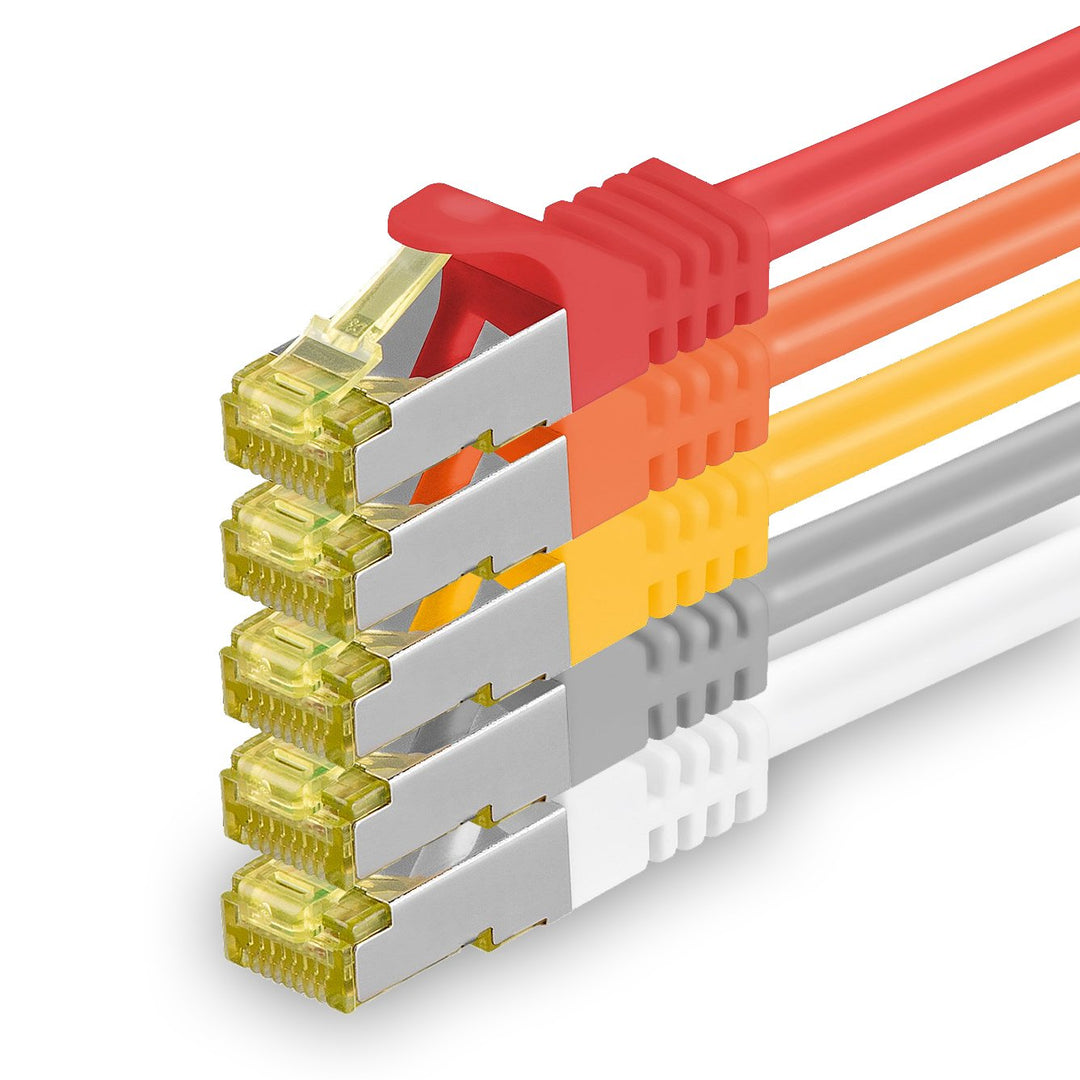 1aTTack.de Cat.7 Netzwerkkabel 5m 5 Farben 5 Stück Cat7 Ethernetkabel Netzwerk LAN Kabel Rohkabel 10