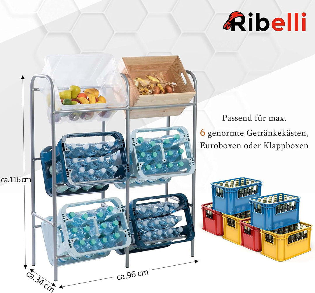 Ribelli Flaschenkastenregal für genormte Getränkekisten,Euroboxen o. Klappboxen - Getränkekistenrega