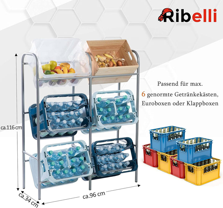 Ribelli Flaschenkastenregal für genormte Getränkekisten,Euroboxen o. Klappboxen - Getränkekistenrega