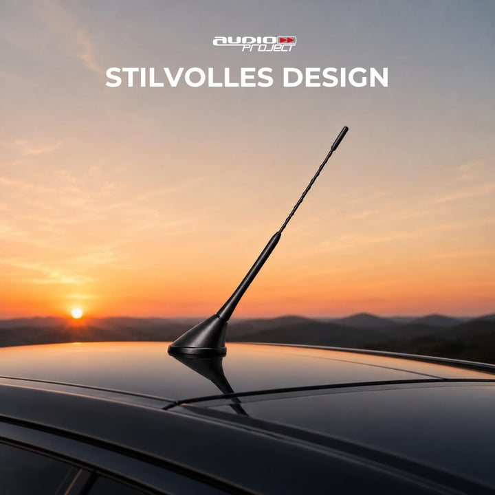 Audioproject A280 - Autoantenne 28cm Raku 2 + Verstärker - kompatibel für VW Golf 4 5 6 7 Passat Lup