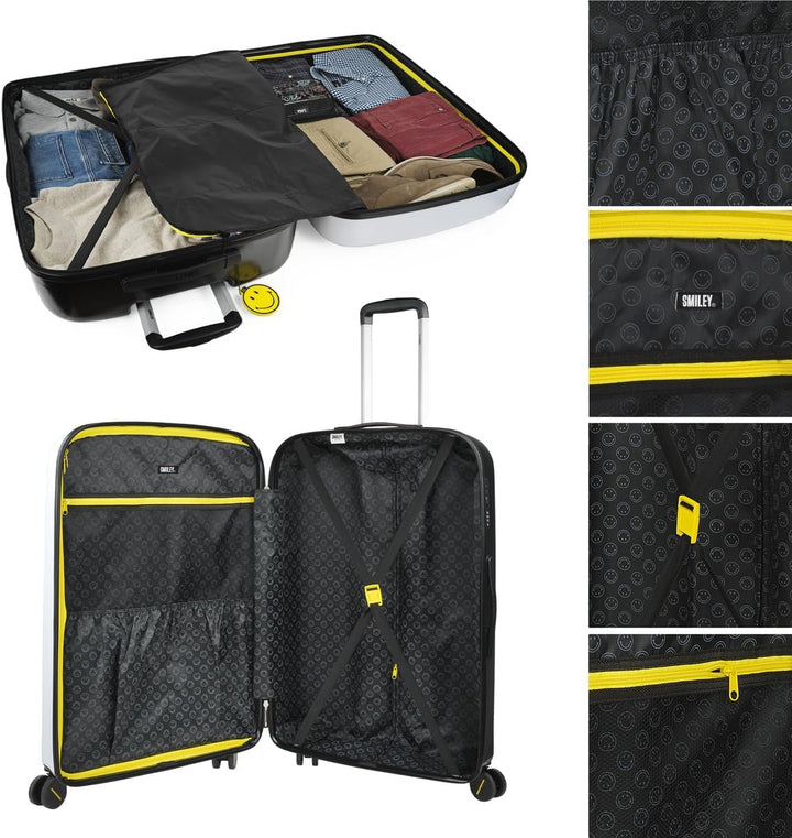 Smiley Originals Reisekoffer der Firma Smiley, Set mit 4 Rädern, Reisekoffer-Set, leicht, mit Zahlen