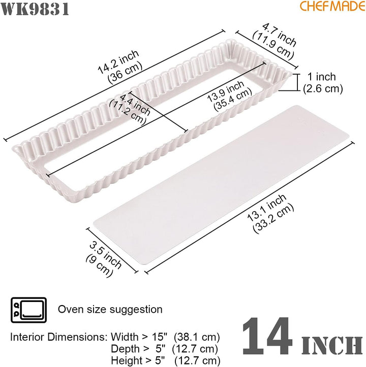 CHEFMADE Rechteck Torte Pan, 14-zoll mit Abnehmbare Lose Bottom Nicht-Stick Längliche Quiche Tart Ba