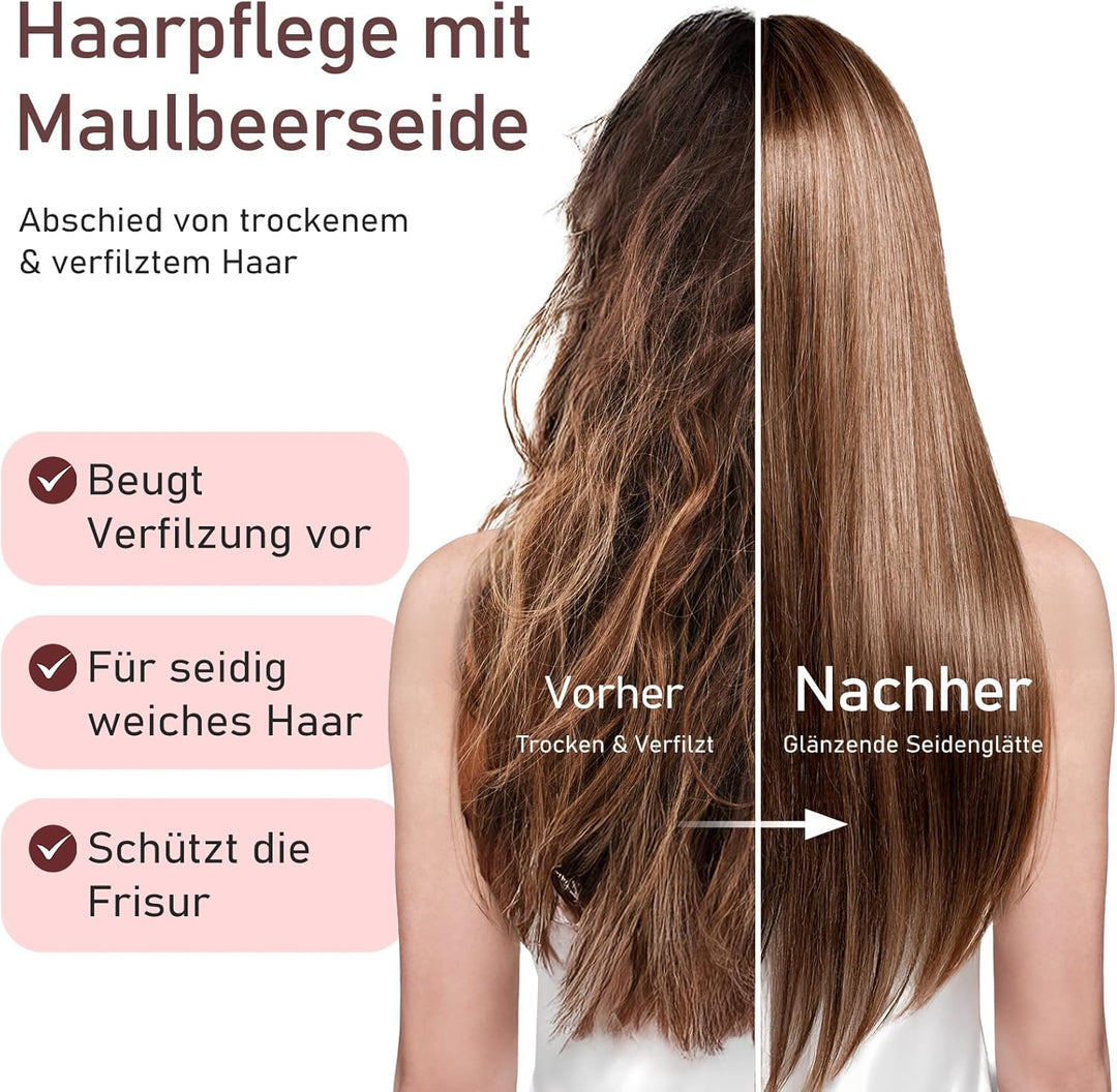 LitBear 22 Momme Seidenhaube zum Schlafen - Schlafmütze aus 100% Maulbeerseide, 100% Silk Bonnet mit