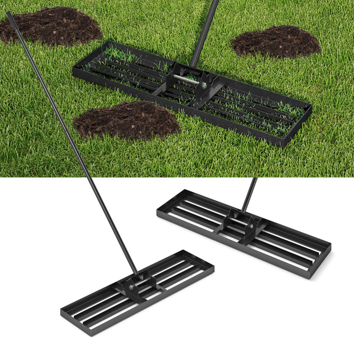FANTASK Rasen-Nivellierrechen, Rasenrechen Flächenebner Rasenwerkzeug mit ergonomischem Griff, Rasen