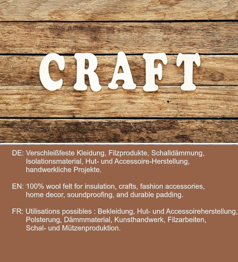 Fabrics-City naturmelange bastel Filzstoff 2,2mm 900g 150cm, Dekorations Filz, Bastelarbeit, Taschen