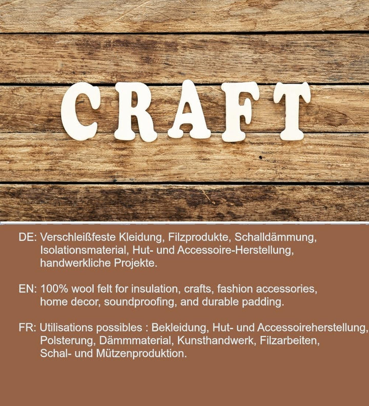 Fabrics-City naturmelange bastel Filzstoff 2,2mm 900g 150cm, Dekorations Filz, Bastelarbeit, Taschen